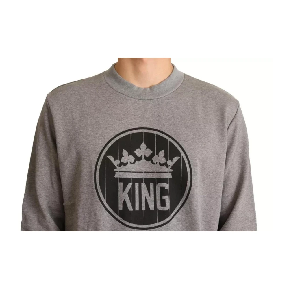 Dolce & Gabbana Grijze King Crown Katoenen Trui Gray Heren