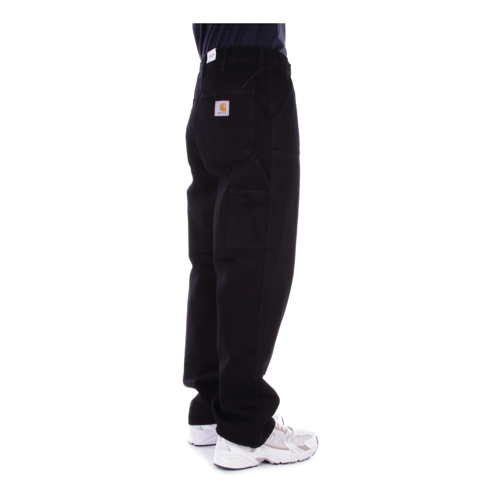 Carhartt WIP Logo Jeans met knoopsluiting Black Heren