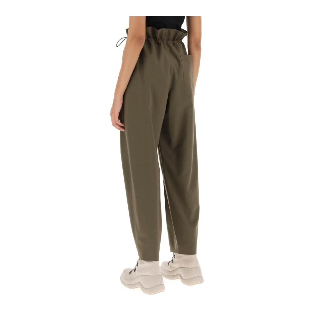 Moncler Relaxed-fit Broek met Koord in Stretch Wolmix Green Dames
