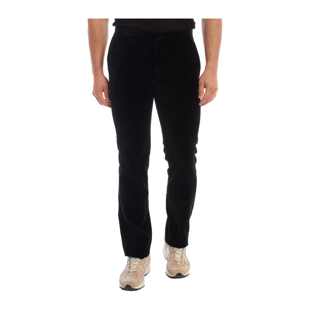 Emporio Armani Men's Black Slim-Fit Trousers, Xs, Velvet Trousers