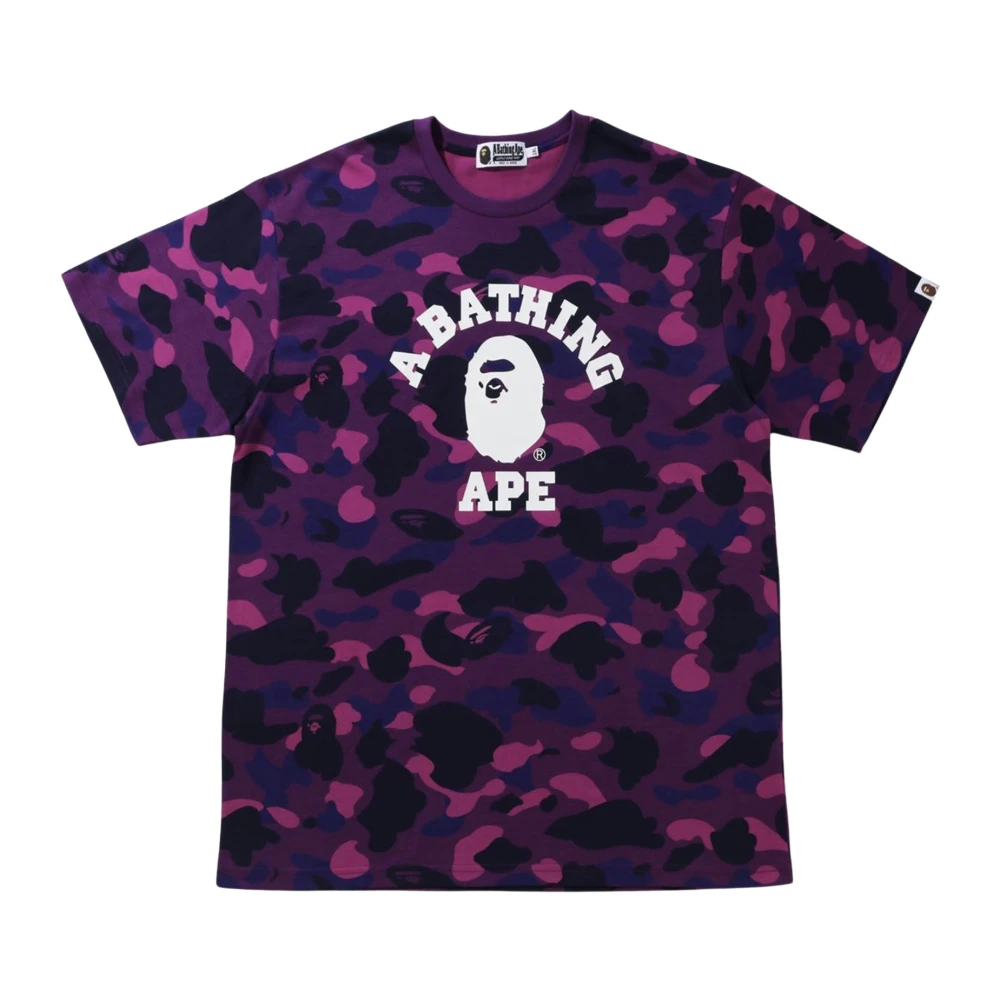 A Bathing APE Paarse Camo College Tee Ss21 Purple Heren