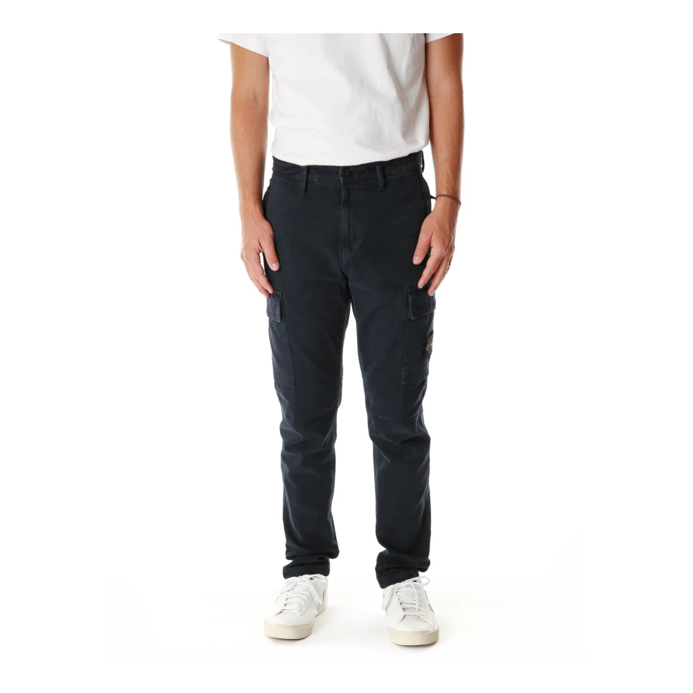 Stone Island Tapered Fit Cargo Pants Blue Heren