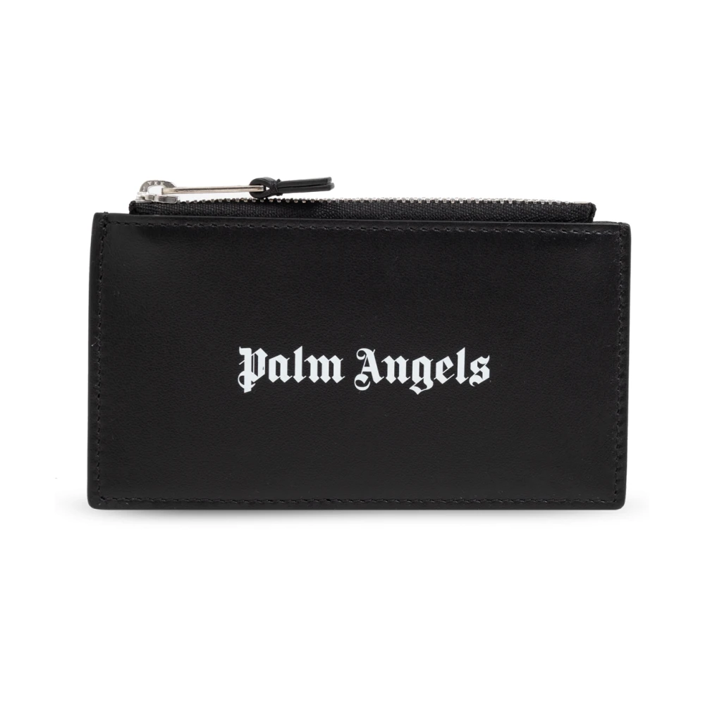 Palm Angels Leren portemonnee met logo-applicatie Zwart