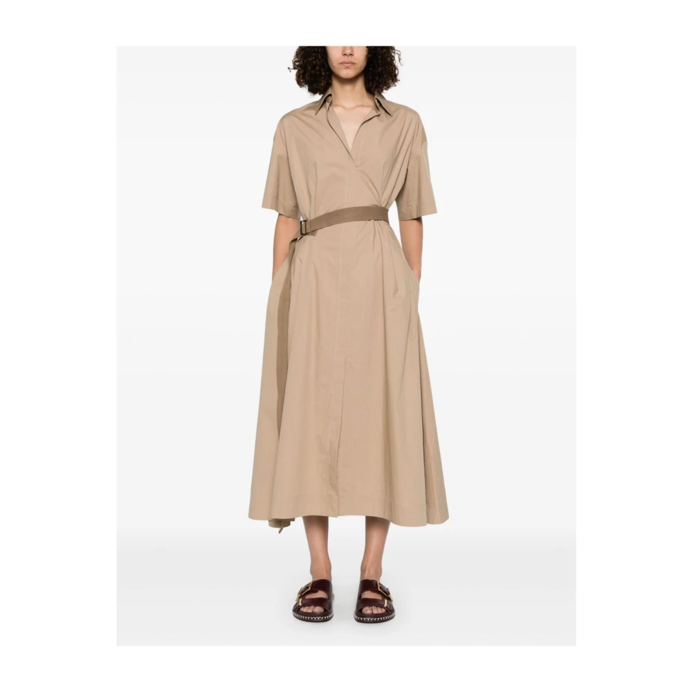 BRUNELLO CUCINELLI Beige Overhemdjurk met V-hals Beige Dames