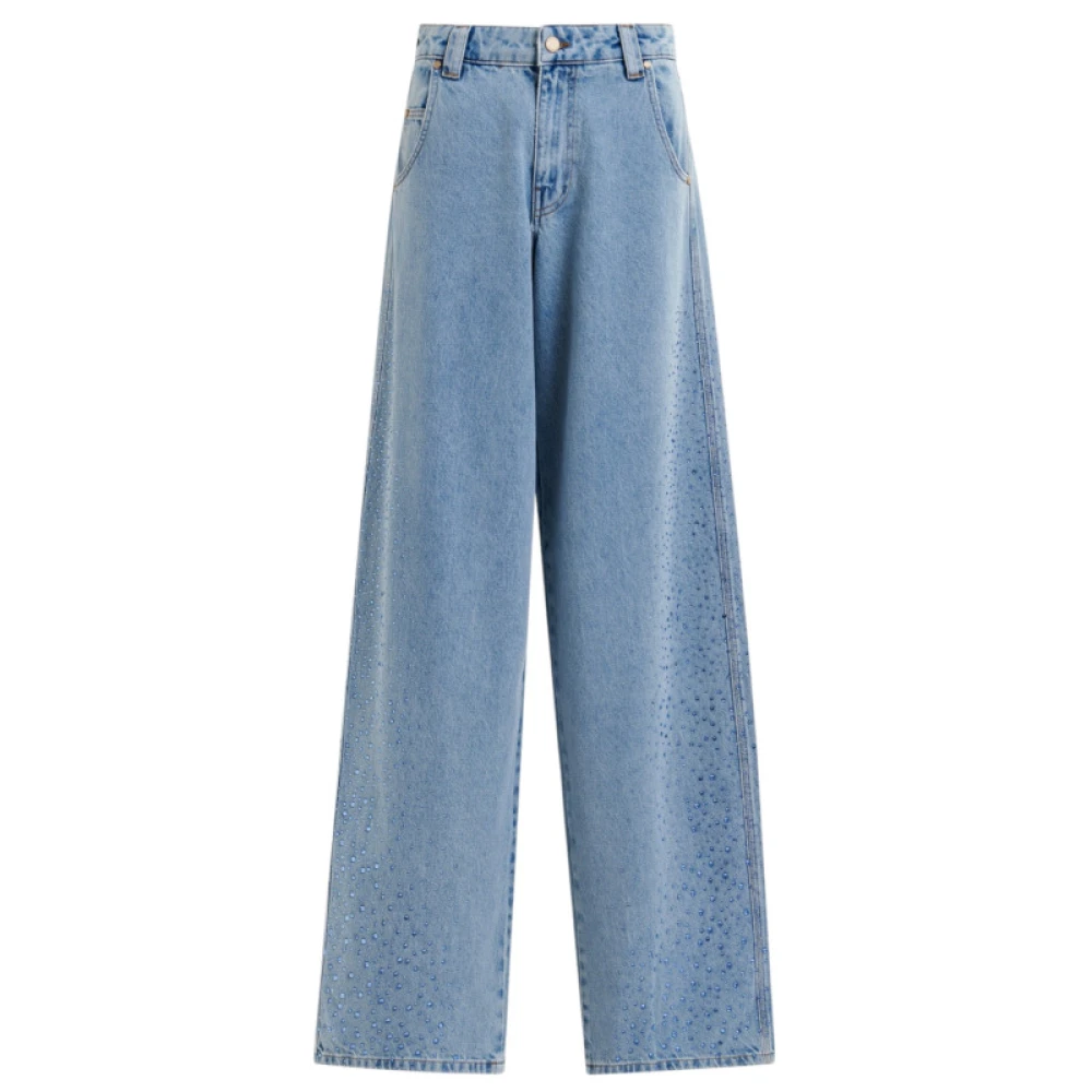 Essentiel Antwerp Hoge taille wijde pijp jeans met strass Blue Dames