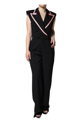 Svart Ärmlös Jumpsuit Klänning Ullblandning
