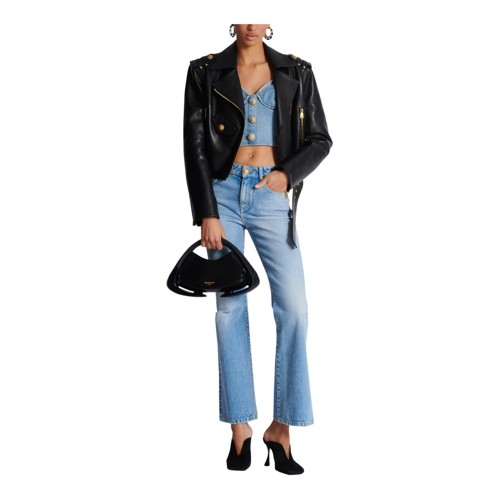 Balmain Denim Top met Dunne Bandjes Blue Dames
