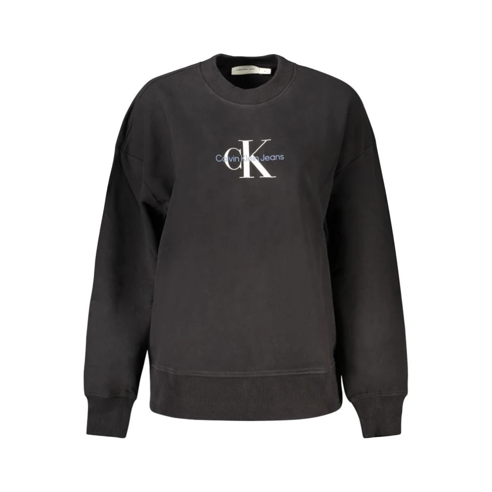Calvin Klein Zwarte Sweatshirt met Print en Lange Mouwen Black Dames