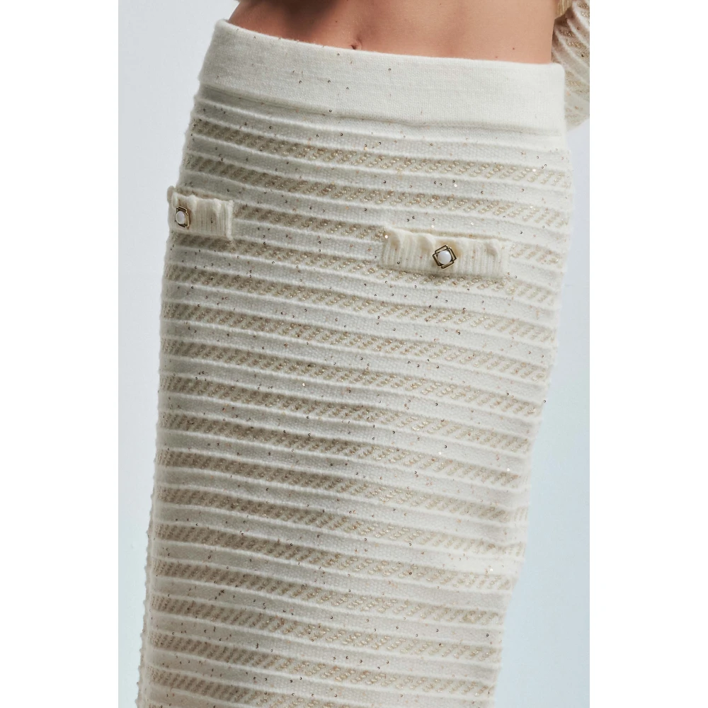Kocca Gebreide kokerrok met lurex details White Dames