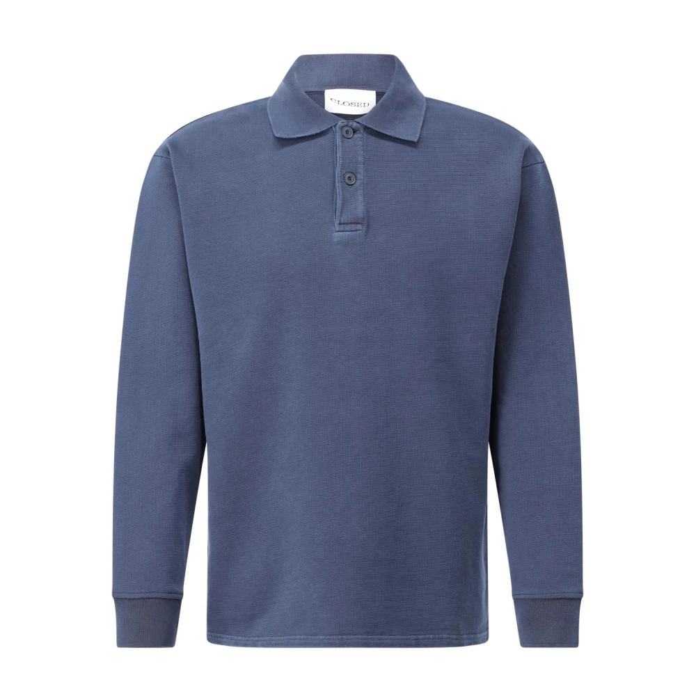 Closed Lange Mouw Poloshirt Blue Heren