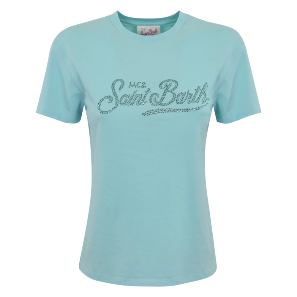 MC2 Saint Barth Dames Geborduurd T-shirt Korte Mouw Blue Dames