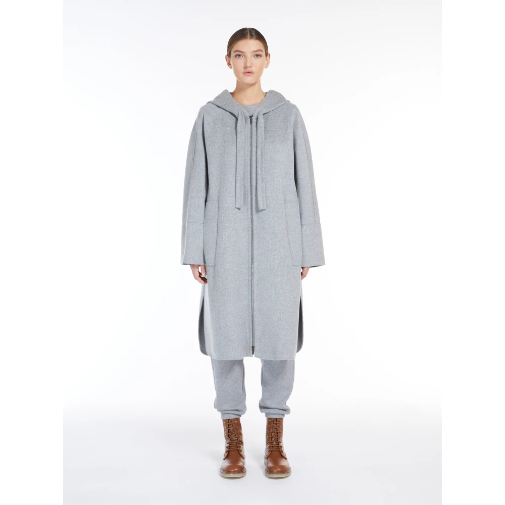 Max Mara Handgemaakte Wollen Hoodiejas Gray Dames