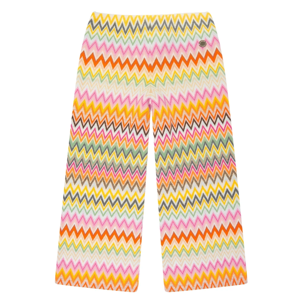 Missoni Girls Multicolor Trousers, 14 Y, Zigzag Knitted Trousers In Multicolour