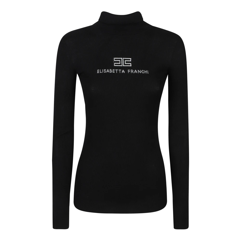 Elisabetta Franchi , Turtlenecks, Female, Black, M, Jumpers