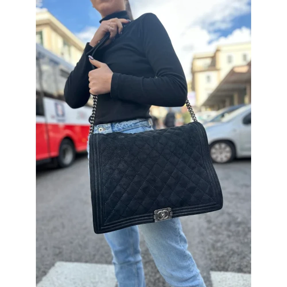 Chanel Vintage Pre-owned Suede shoulder-bags Black Dames