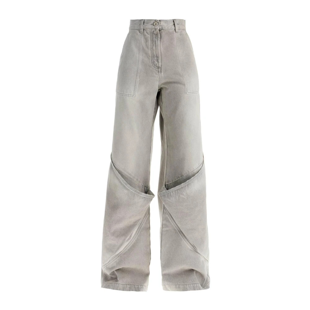 The Attico Grå Deconstructed Wide-Leg Denim Pants