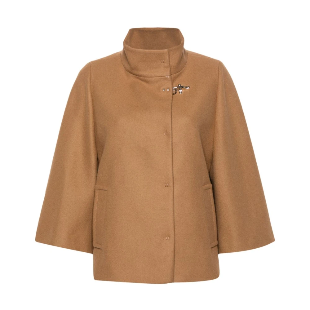 Fay Beige Wollen Blend Gevilte Jas Beige Dames