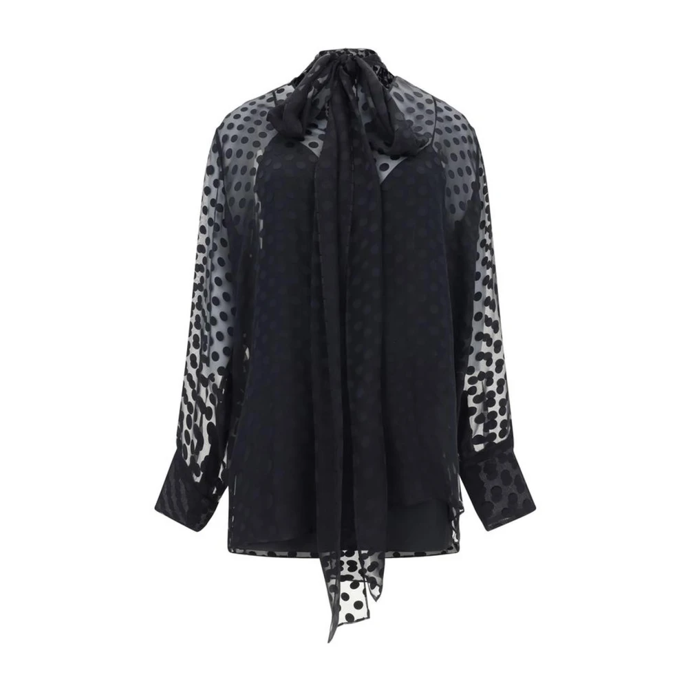 Givenchy Satijnen Blouse met Polka Dot en Lavalliere Black Dames