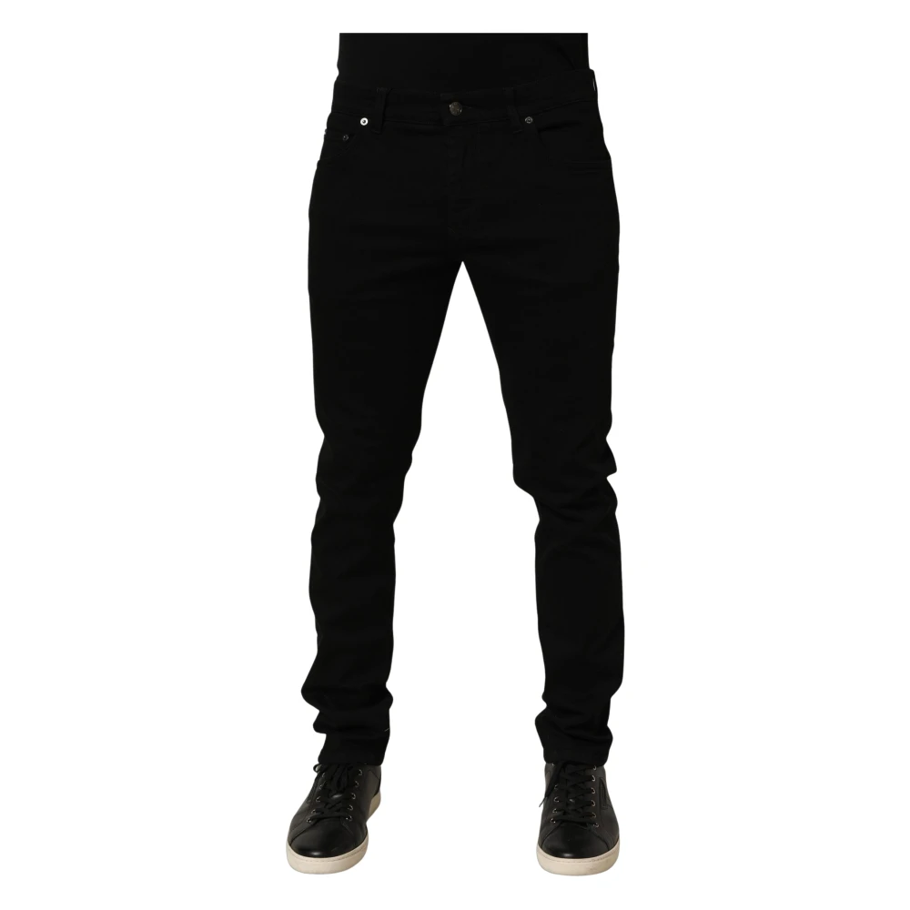 Dolce & Gabbana Black Cotton Stretch Skinny Denim Trouser Jeans - Male - Skinny Fit Jeans - Black - Xl - Jeans - Image 1