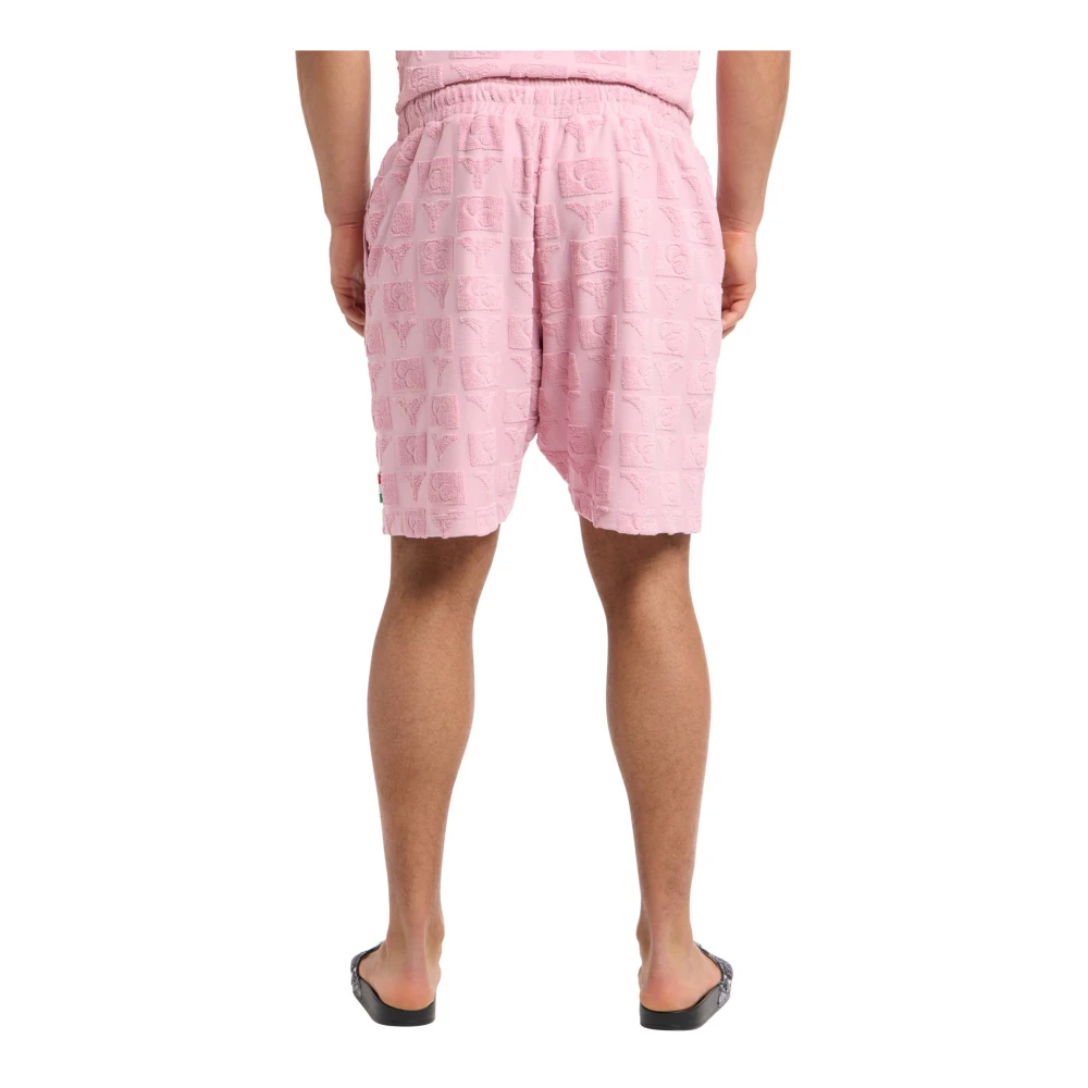 carlo colucci Terry Insert Oversize Streetwear Shorts Pink Heren