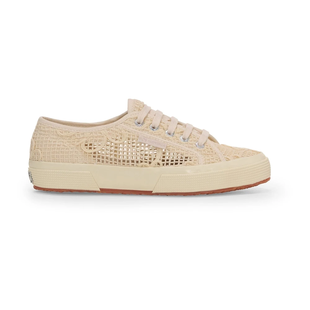 Superga Vrouw Beige Schoenen Dames, 38 Eu, 2750 Net Flower Crochet