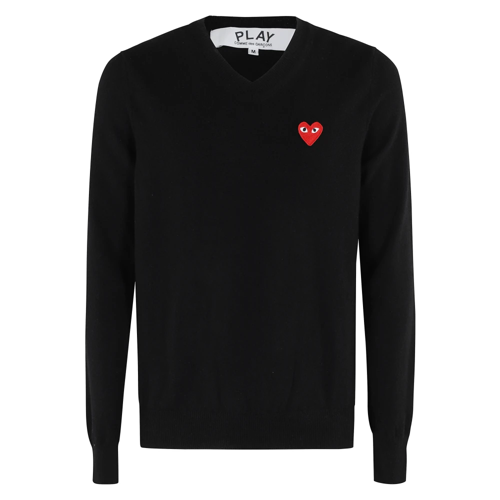 Comme des Garçons Play Rode Hart Trui Black Heren