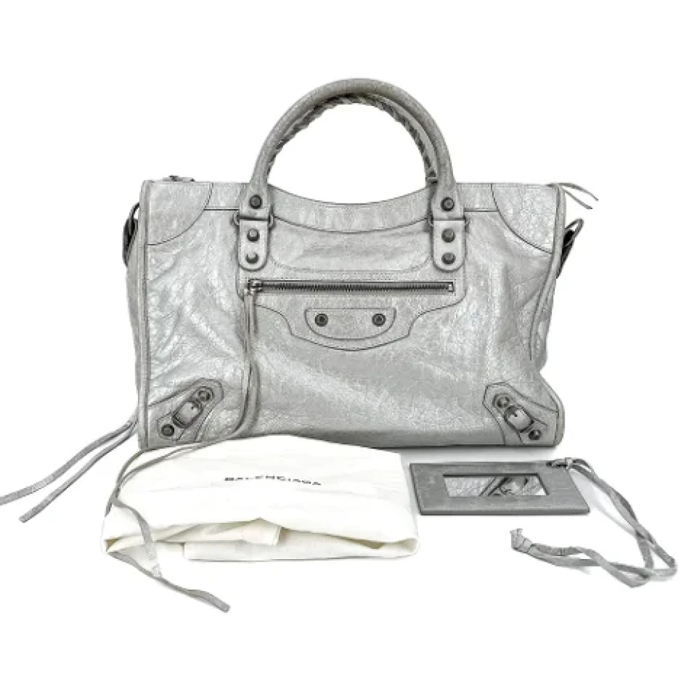 Balenciaga Vintage Pre-owned Leather handbags Gray Dames