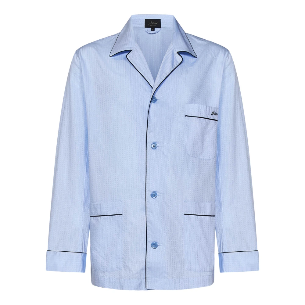 Brioni Blauw Gestreept Pyjamaset Blue Heren