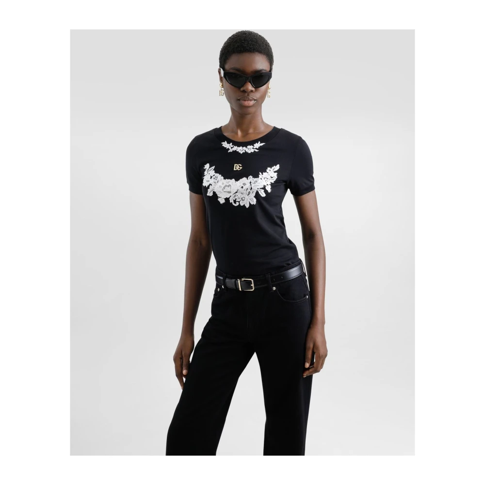 Dolce & Gabbana Casual Katoenen T-shirt voor Mannen Black Dames