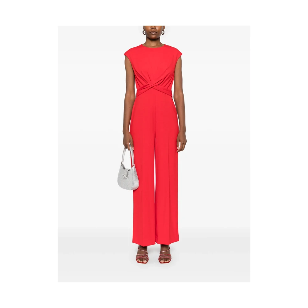 Calvin Klein Karmijnrode Mouwloze Jumpsuit met Achterrits Red Dames