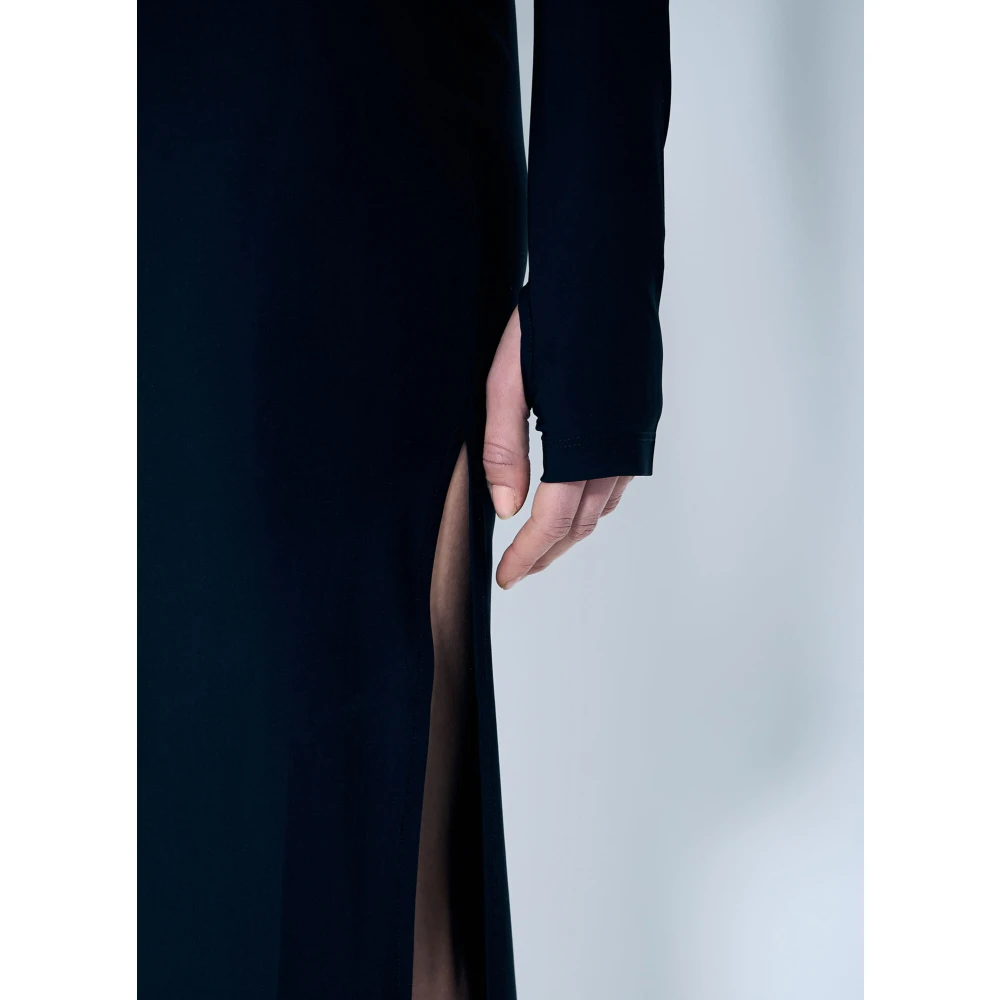 MM6 Maison Margiela Stretch Midi V-halsjurk Black Dames