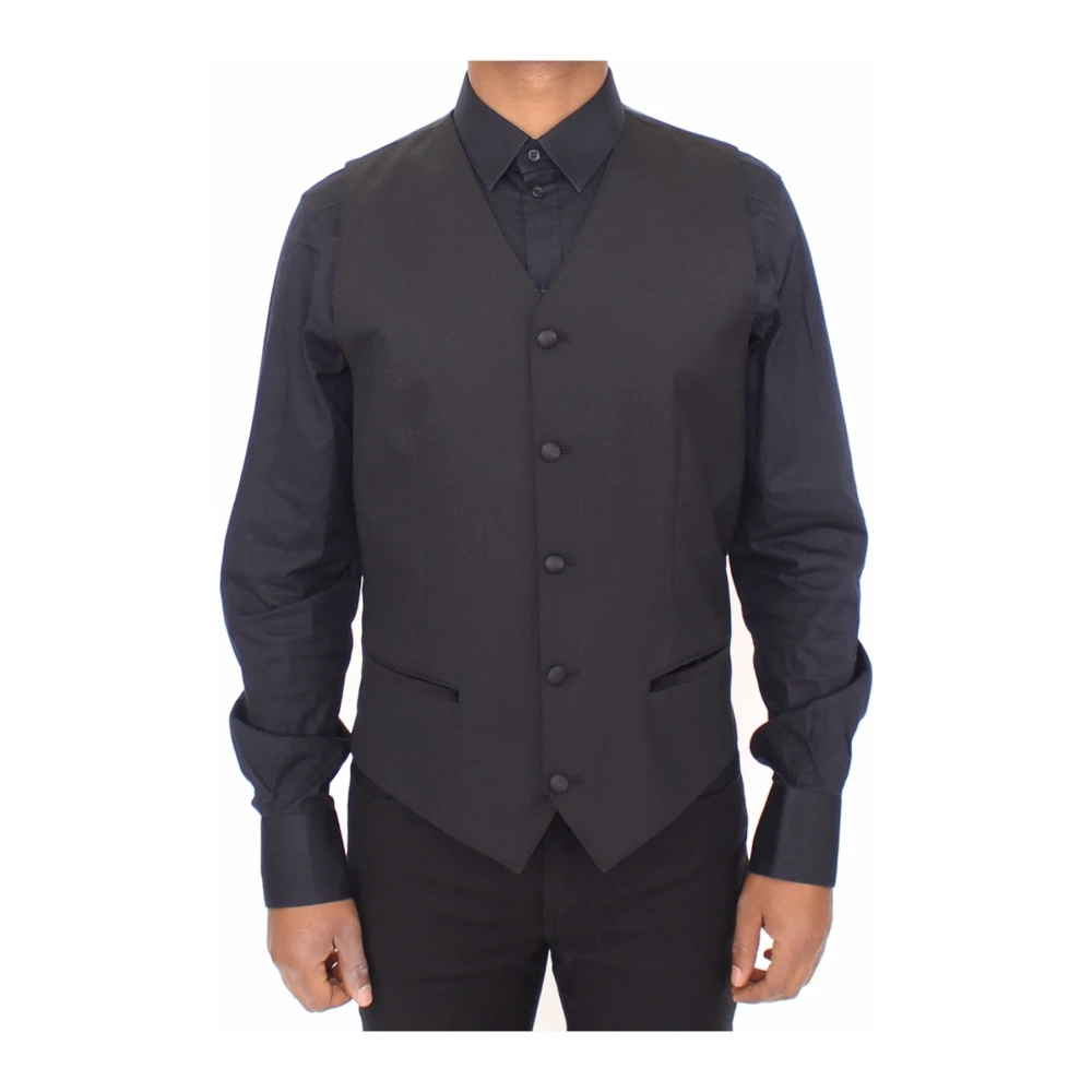 Dolce & Gabbana Stretch Klänning Väst Blazer Black, Herr