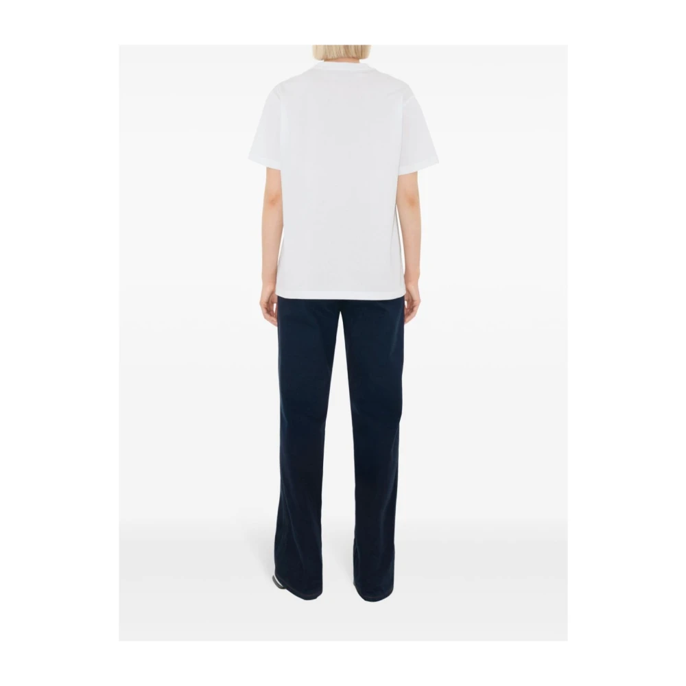 Burberry Wit T-shirt met geruite zak White Dames
