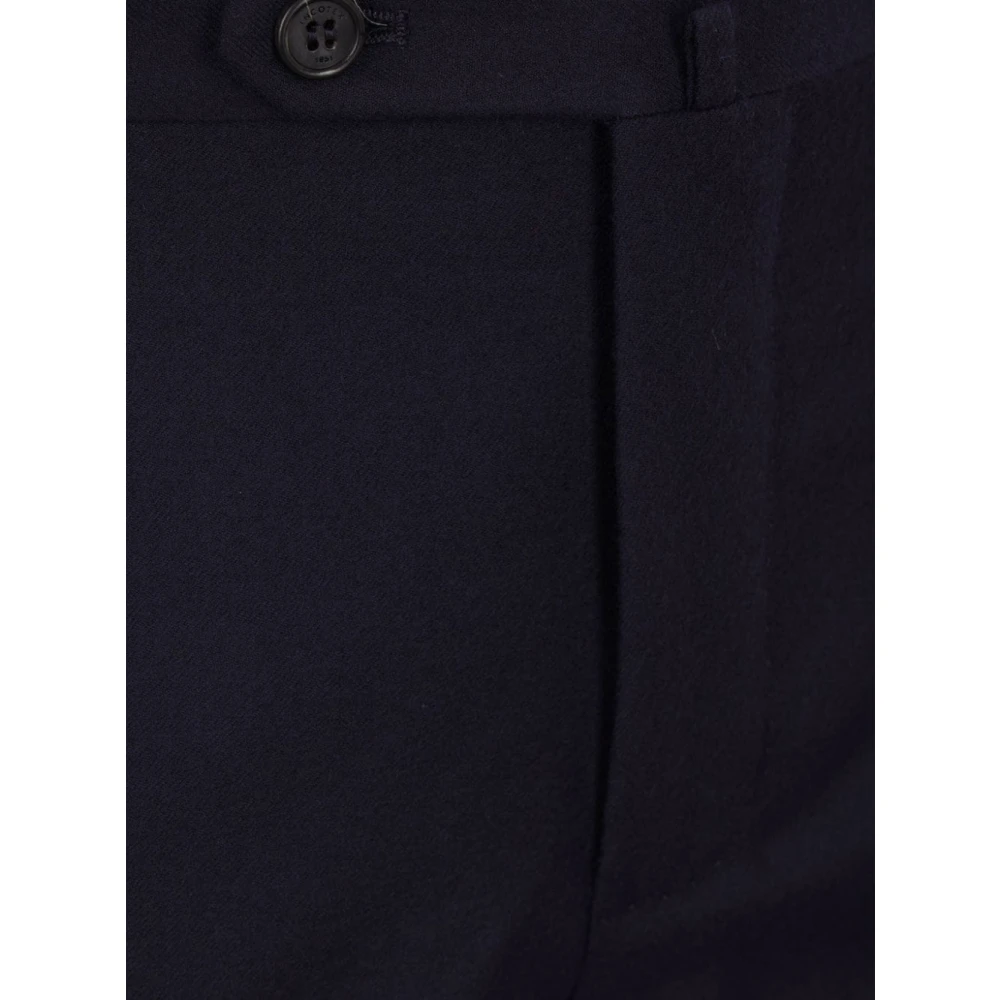 Incotex Blauwe Wollen Broek Rechte Pijp Blue Heren