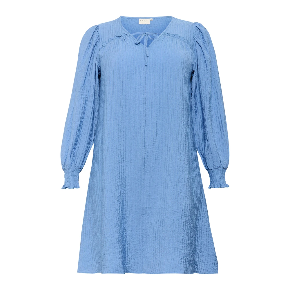 Kaffe Curve Flow Jurk met Pofmouwen Blue Dames
