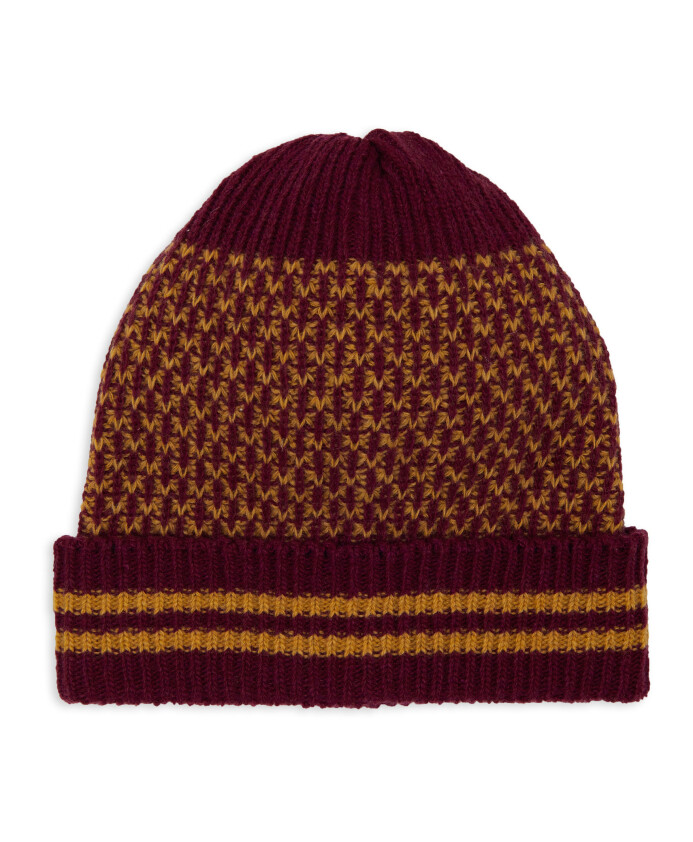 bonnet-unisexe-jaune-avec-revers-et-motif-bicolore
