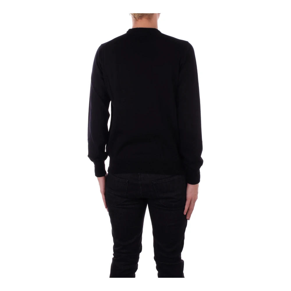 Alpha Studio Zwarte Trui met Omgeslagen Details Black Heren