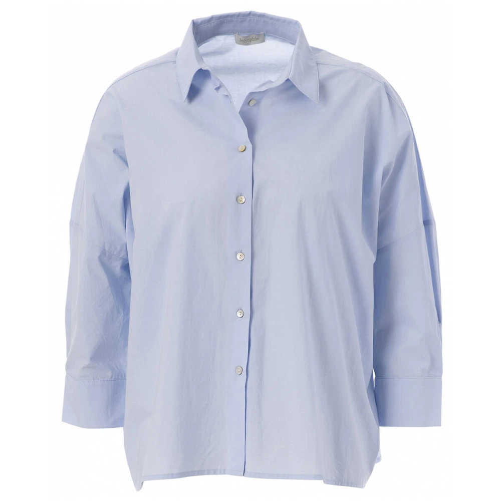 JC Sophie Gabrielle Katoenen Blouse Lange Mouw Blue Dames