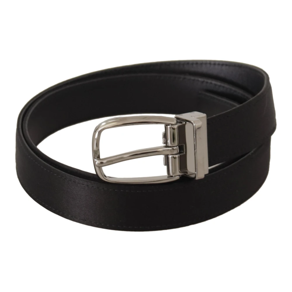 Dolce & Gabbana Luxe Zijden Leren Riem met Logogesp Black Heren