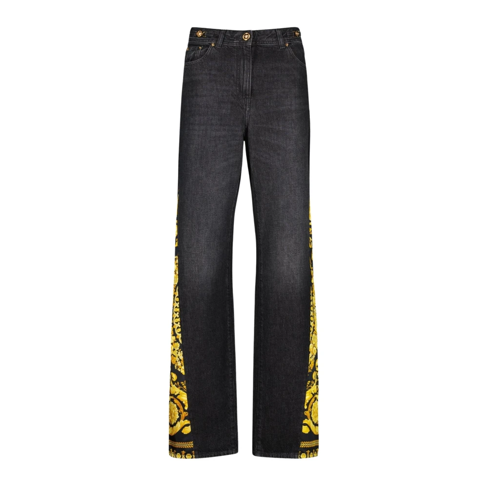 Versace Women's Black Barocco Boyfriend Jeans
