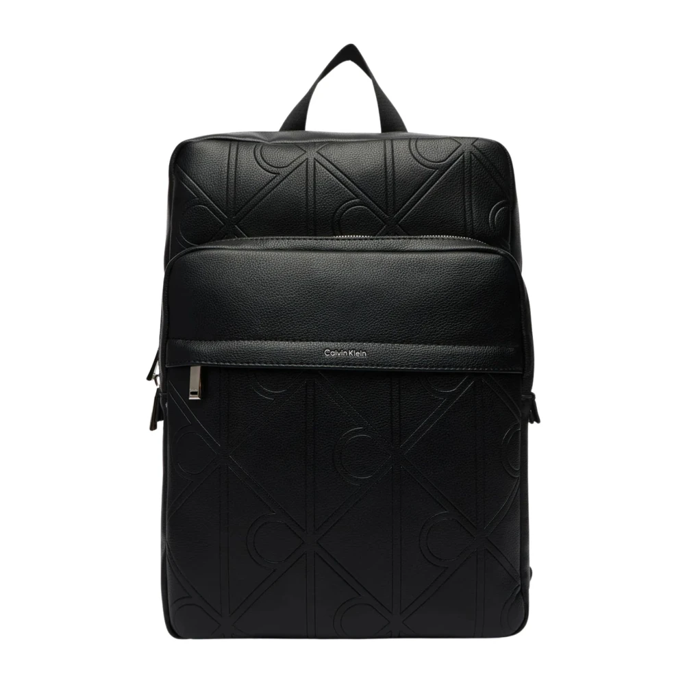 Calvin Klein Men's Black Emblem Aop Emboss Slim Square Bag