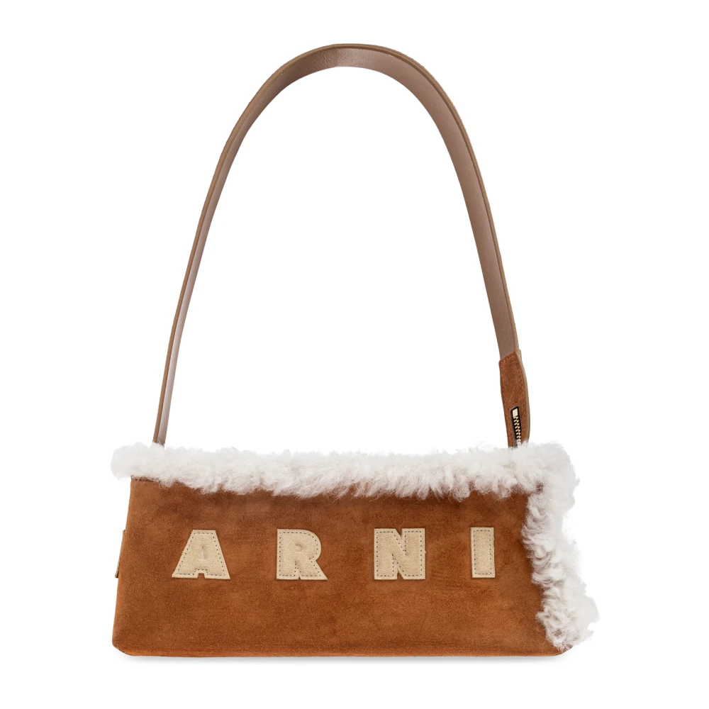 Marni Vrouw Bruin Tassen Dames, One Size, Leer, Leren Schoudertas