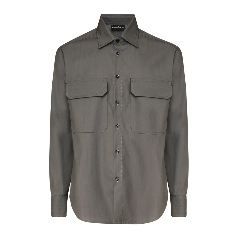 Giuliano Galiano Life Shirt met Italiaanse Kraag Gray Heren