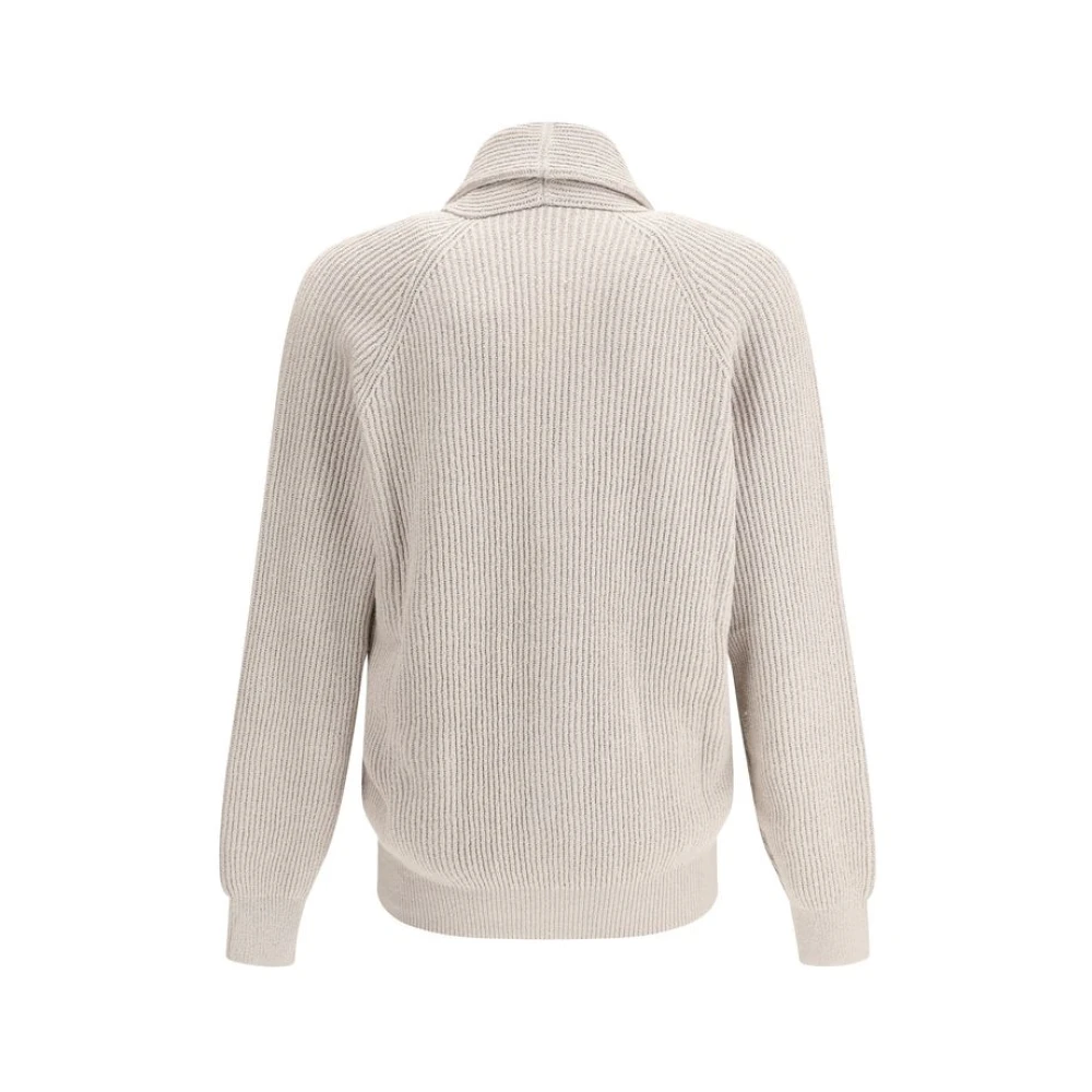 BRUNELLO CUCINELLI Katoenen vest met geribbeld ontwerp Beige Heren