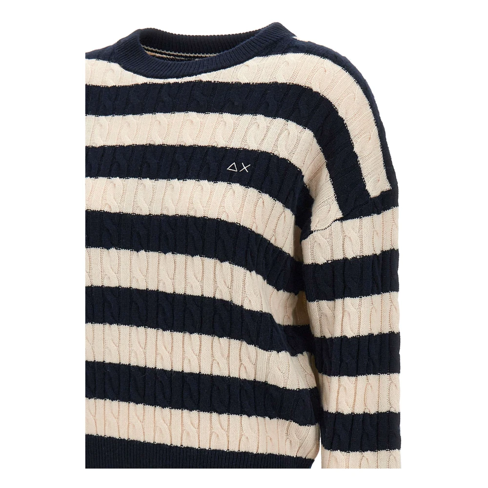 Sun68 Gestreepte Blauwe Trui met Logoborduursel Multicolor Dames