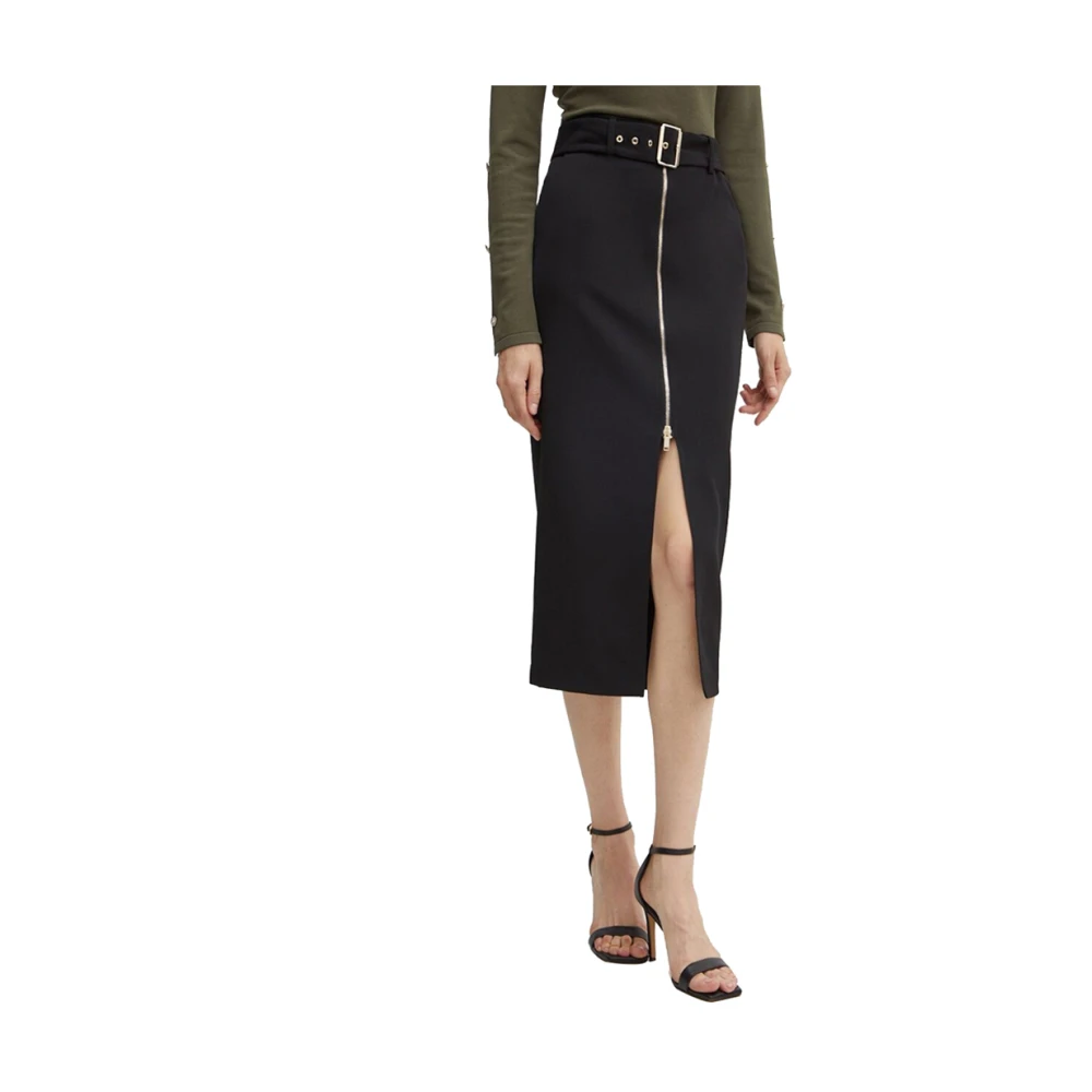 Liu Jo Zwarte Midi Rok Elegant Glamour Black Dames