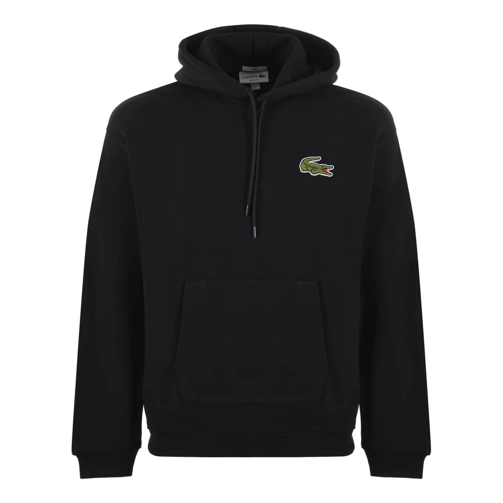 Lacoste Svart Hoodie Loose Fit Tröja Black, Herr