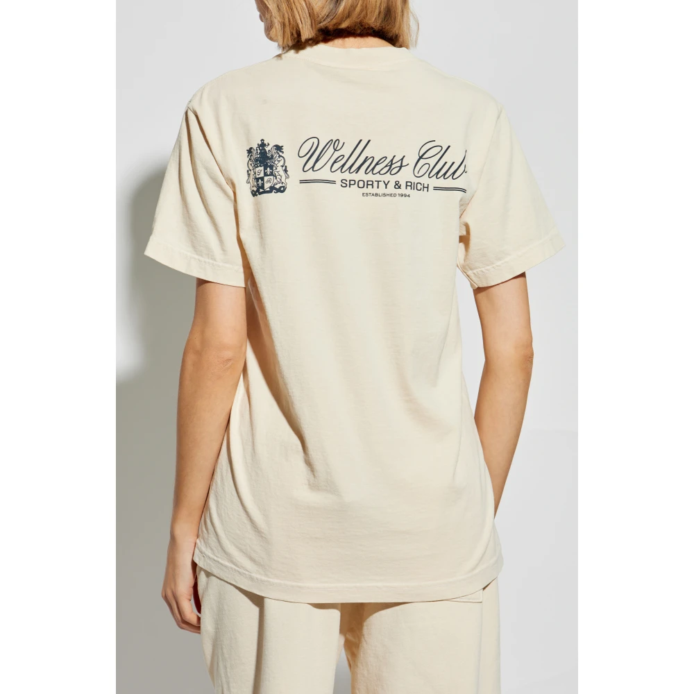 Sporty & Rich Katoenen T-shirt Beige Unisex
