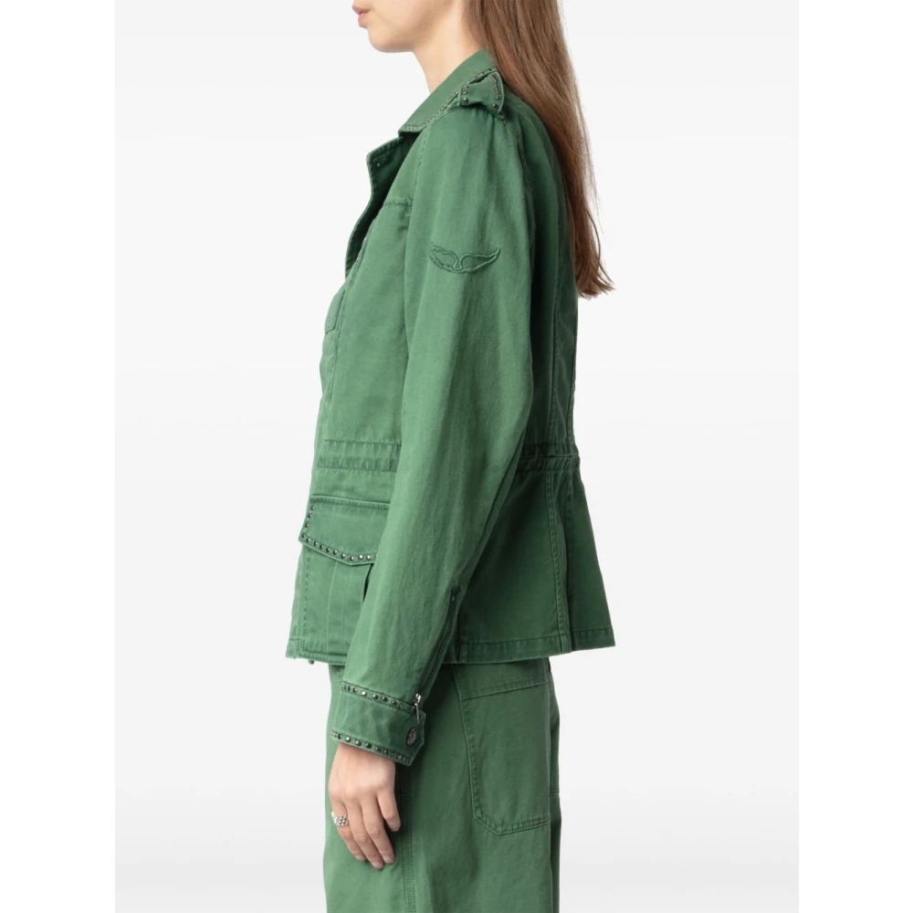 Zadig & Voltaire Groene Katoenen Jas met Studs Green Dames