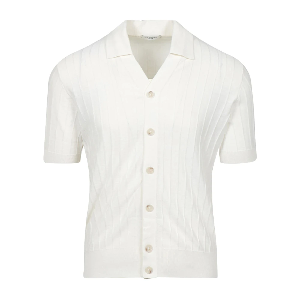 Paolo Pecora Uomo Bianco Maglia Polo In Seta E Cotone